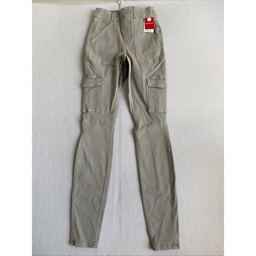 Spanx Stretch Twill Ankle Cargo Skinny Pants Denim In Light Gray Size S Tall NWT
